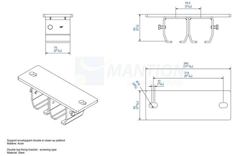 Podwójny uchwyt sufitowy MANTION 9058H2, ocynk