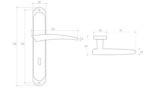 Klamka drzwiowa Metal-Bud IDEA 72 mm