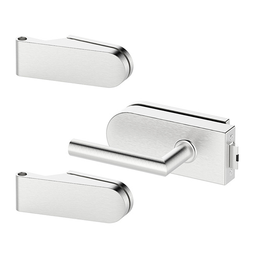 Zestaw okuć do drzwi szklanych Metal-Bud inox okrągły, bez przebicia