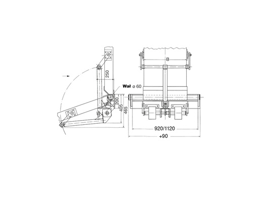 Sprężynowy podnośnik ALTEC FHW dla ramp o szerokości 450 mm, przesuw boczny 920 mm (134.00.901)