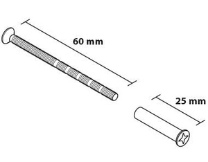 Śruby przelotowe do montażu klamek, długość 80 mm