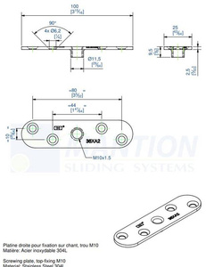 Płytka montażowa MANTION 0036XA2, stal nierdzewna AISI 304