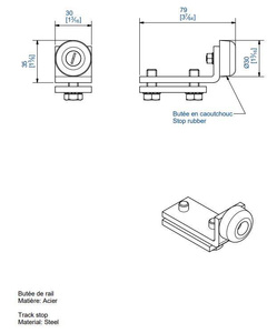 Stoper szyny MANTION 9149, ocynk