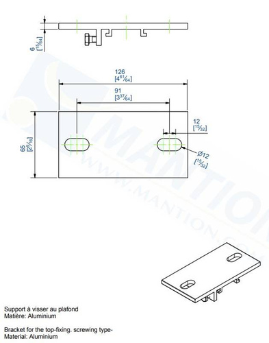 Uchwyt sufitowy MANTION 10044, aluminium