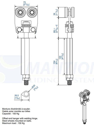Wózek 4-kołowy do wspawania MANTION 9542SOE, ocynk