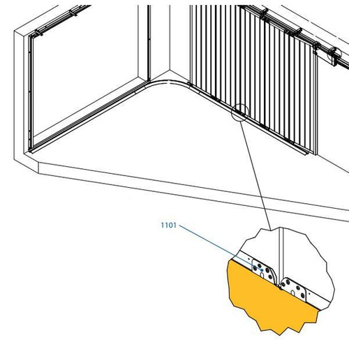Prowadnik dolny z zawiasem MANTION 1101DG, ocynk