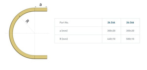 Łuk szyny nośnej 180° NIKO 24.C64, promień 440±10 mm, odcinki proste 300±20 mm, ocynk