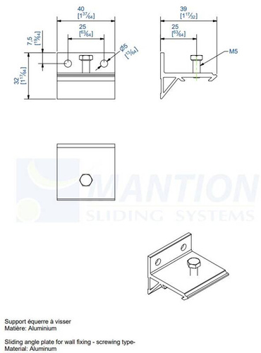 Uchwyt ścienny MANTION 11013, aluminium