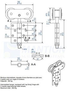 Wózek 4-kołowy z zawiasem MANTION 0582, ocynk