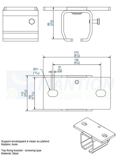 Uchwyt sufitowy MANTION 9068H, ocynk