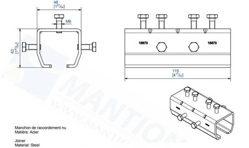 Łącznik szyny MANTION 9031M, ocynk