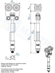 Wózek 4-kołowy do wspawania MANTION 9352SO, ocynk