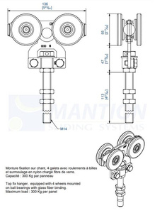 Wózek 4-kołowy MANTION 2265L, koła nylonowe
