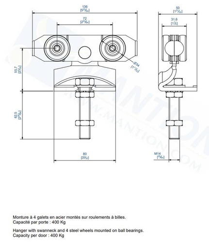 Wózek 4-kołowy MANTION 9242S, ocynk