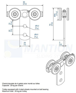 Wózek 4-kołowy MANTION 2732, ocynk