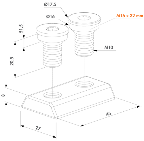 Płyta dociskająca ze śrubami pod zawiasy 4D Locinox 4DFIX-I-12