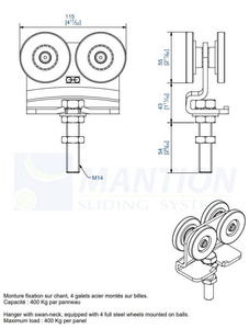 Wózek 4-kołowy MANTION 2262A, ocynk