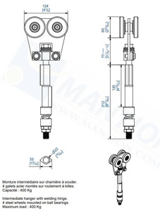 Wózek 4-kołowy do wspawania MANTION 9362SO, ocynk