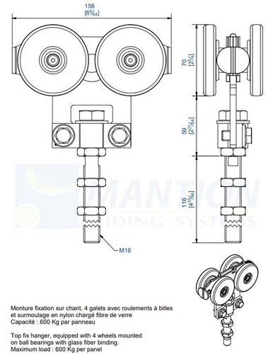 Wózek 4-kołowy MANTION 2285L, koła nylonowe