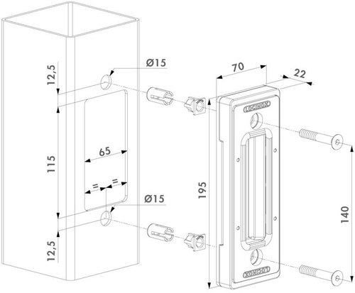 Zaczep do bram przesuwnych Locinox SSKZ-QF