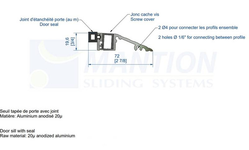 Próg drzwiowy MANTION GHPG16, aluminium anodowane