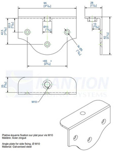 Płytka montażowa kątowa do skrzydeł drewnianych MANTION 0037, ocynk