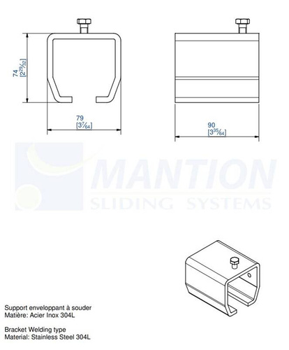 Uchwyt ścienny do wspawania MANTION 9058XA2, stal nierdzewna AISI 304