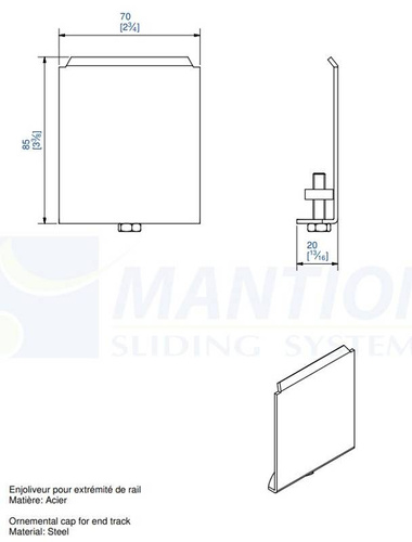 Zaślepka szyny MANTION 8580, ocynk