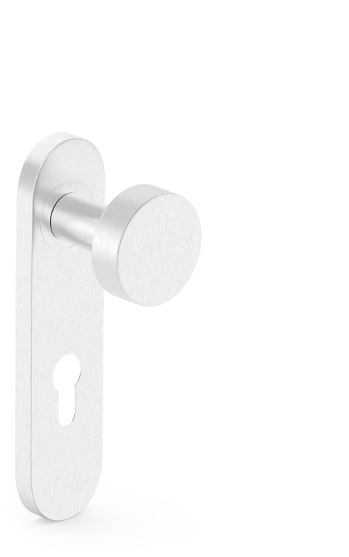 Gałka drzwiowa nierdzewna, płaska na szyldzie 165 mm Metal-Bud