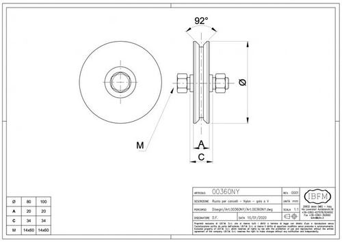 Nylonowe koło jezdne 1-łożyskowe profil V