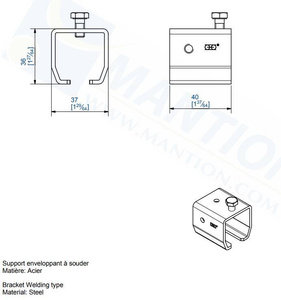 Uchwyt ścienny do wspawania MANTION 9018, stal czarna