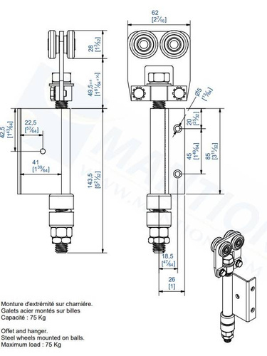 Wózek 4-kołowy z kątownikiem MANTION 9332E, ocynk