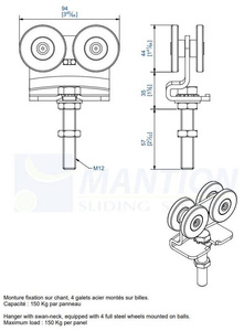Wózek 4-kołowy MANTION 2252, ocynk