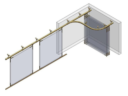 Łuk szyny nośnej 90° NIKO 73.C07, promień 690±15 mm, odcinki proste 460±20 mm, stal kwasoodporna AISI 316