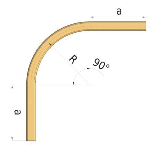 Łuk szyny nośnej 90° NIKO 27.C10, promień 1035±20 mm, odcinki proste 690±20 mm, ocynk