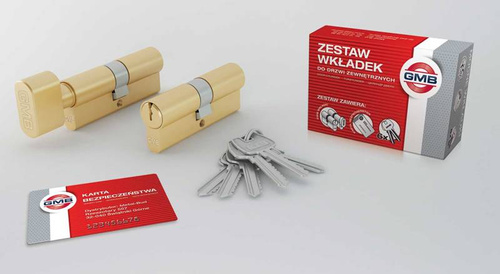 Komplet wkładek bębenkowych GMB w układzie jednego klucza, mosiądz