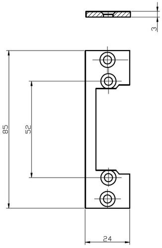 Blacha płaska, otwarta do elektrozaczepów BIRA OK-P1, ocynk