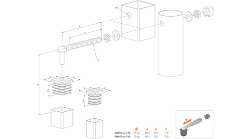 Komplet zawiasów do furtek ogrodowych Locinox GBM12