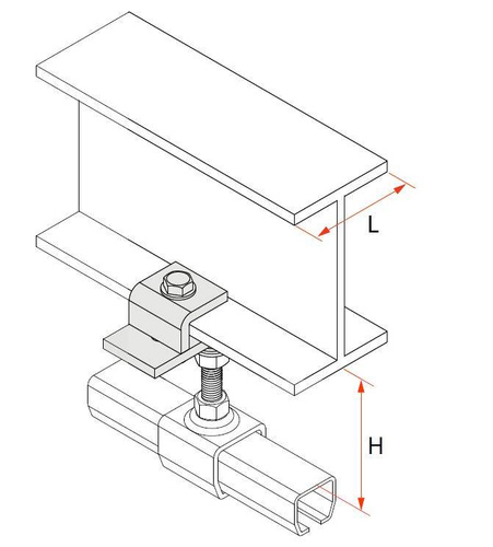Uchwyt sufitowy mocowany do dwuteownika MANTION 6262, ocynk