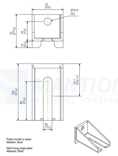 Regulowany uchwyt ścienny MANTION 9056CF, ocynk