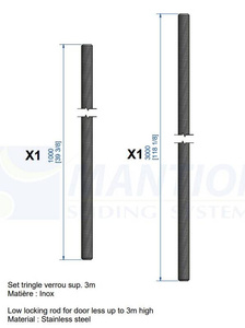 Zestaw prętów do zamka ryglowego MANTION GH10430KL-02, do skrzydeł wyższych niż 3 metry