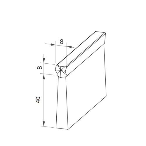Uszczelka szczotkowa kątowa profil ALU F8-40 1000 mm