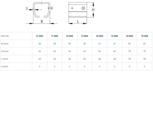 Uchwyt szyny NIKO 53.B00, stal nierdzewna AISI 304