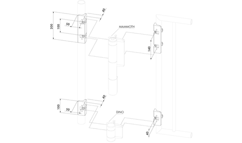 Uchwyt montażowy dla samozamykacza Locinox MAMMOTH na profilach okrągłych