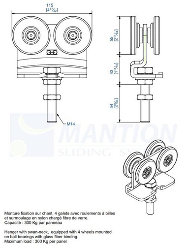 Wózek 4-kołowy MANTION 2262, koła nylonowe