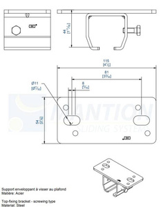 Uchwyt sufitowy MANTION 9038H, ocynk