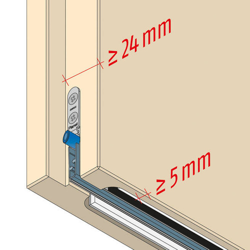 Uszczelka opadająca PLANET MinE-F/V (F-drzwi z przylgą; V-wentylacja)