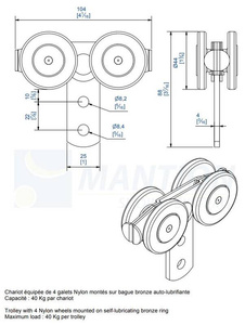 Wózek 4-kołowy MANTION 0752, ocynk
