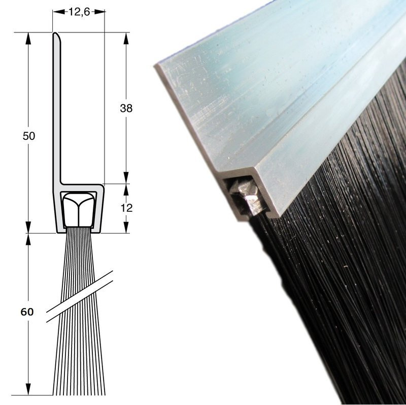 Uszczelka szczotkowa profil ALU H8-60 3000 mm