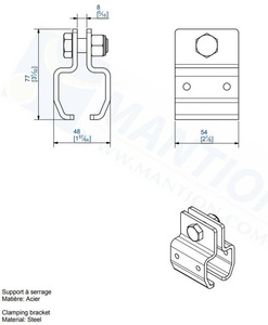 Uchwyt sufitowy do płaskownika MANTION 9032N, ocynk